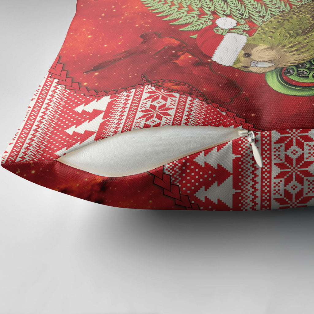 New Zealand Kakapo Christmas In July Pillow Cover Silver Fern Santa Xmas Red Color