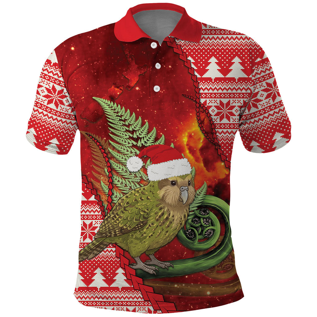 New Zealand Kakapo Christmas In July Polo Shirt Silver Fern Santa Xmas Red Color LT22 Red - Polynesian Pride