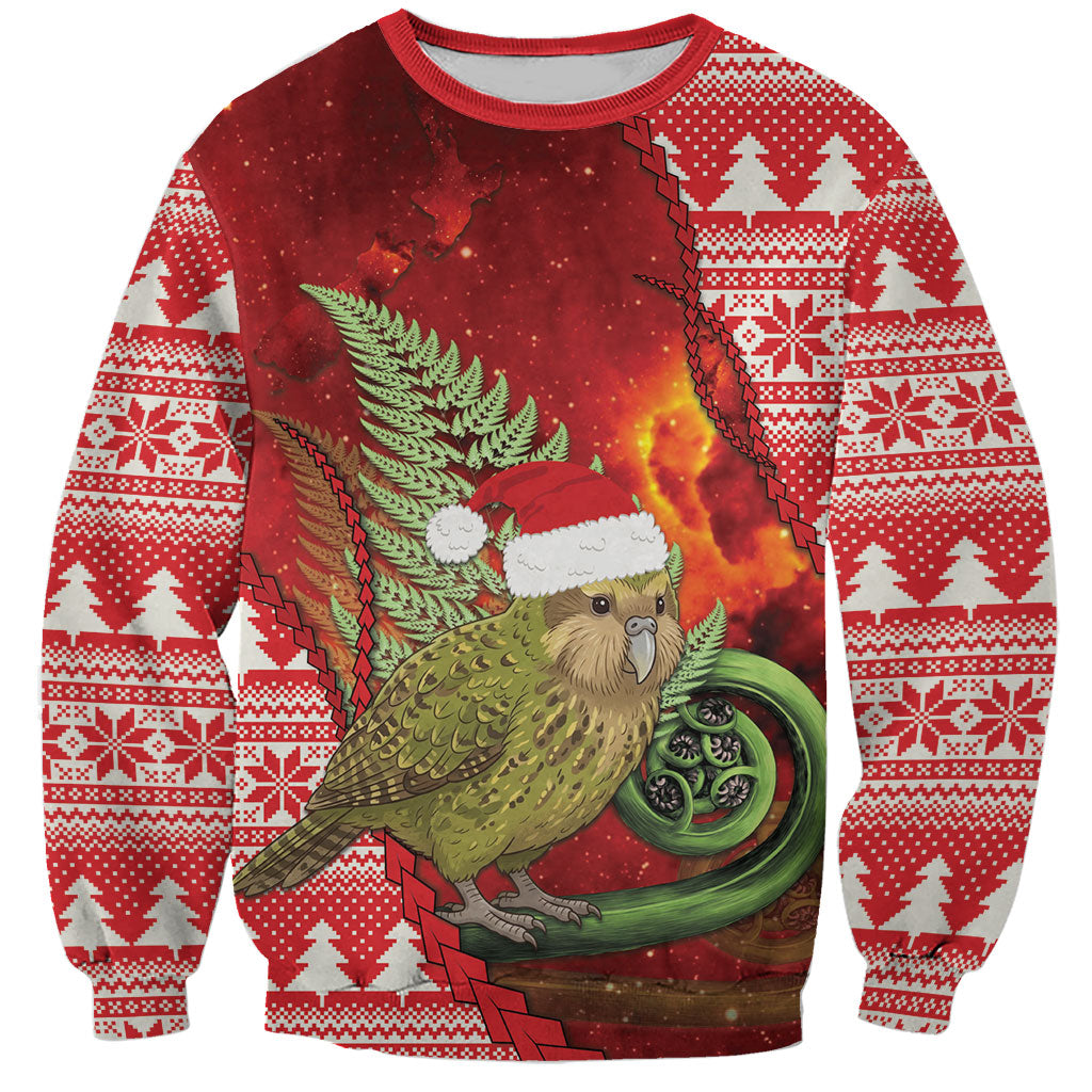 New Zealand Kakapo Christmas In July Sweatshirt Silver Fern Santa Xmas Red Color LT22 Unisex Red - Polynesian Pride