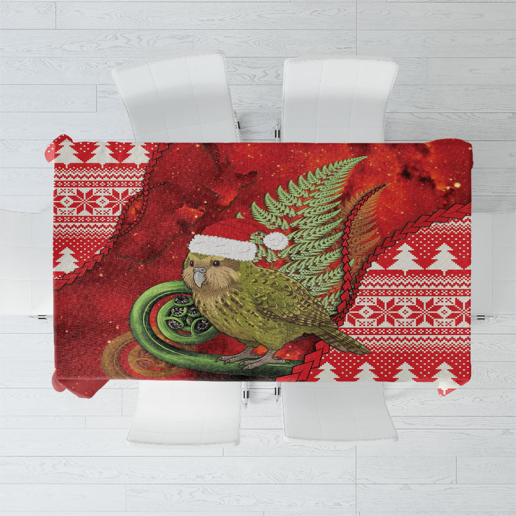 New Zealand Kakapo Christmas In July Tablecloth Silver Fern Santa Xmas Red Color LT22 Red - Polynesian Pride