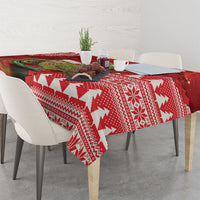 New Zealand Kakapo Christmas In July Tablecloth Silver Fern Santa Xmas Red Color