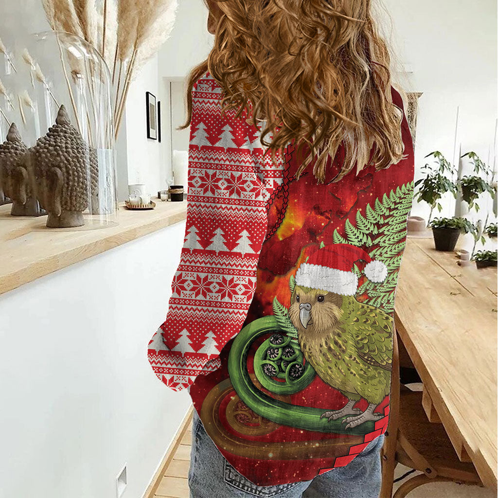 New Zealand Kakapo Christmas In July Women Casual Shirt Silver Fern Santa Xmas Red Color LT22 - Polynesian Pride
