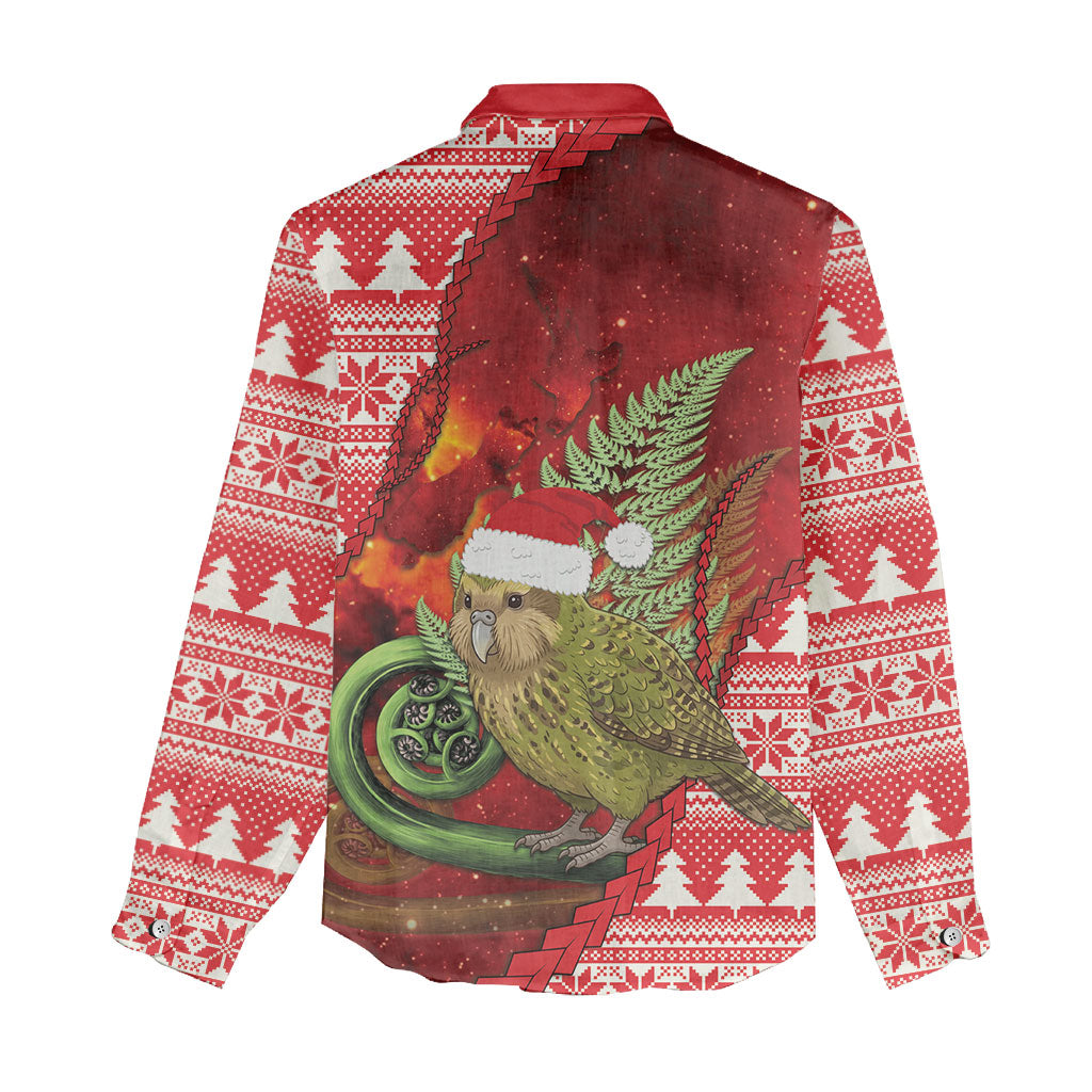 New Zealand Kakapo Christmas In July Women Casual Shirt Silver Fern Santa Xmas Red Color LT22 - Polynesian Pride