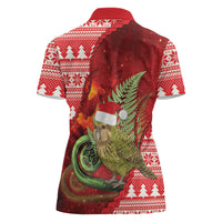 New Zealand Kakapo Christmas In July Women Polo Shirt Silver Fern Santa Xmas Red Color LT22 - Polynesian Pride