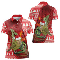 New Zealand Kakapo Christmas In July Women Polo Shirt Silver Fern Santa Xmas Red Color LT22 - Polynesian Pride