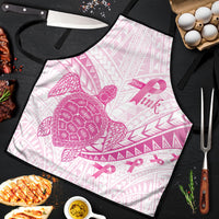 Breast Cancer Awareness Apron Pink Ribbon Turtle Polynesian Pattern White LT22 Pink - Polynesian Pride