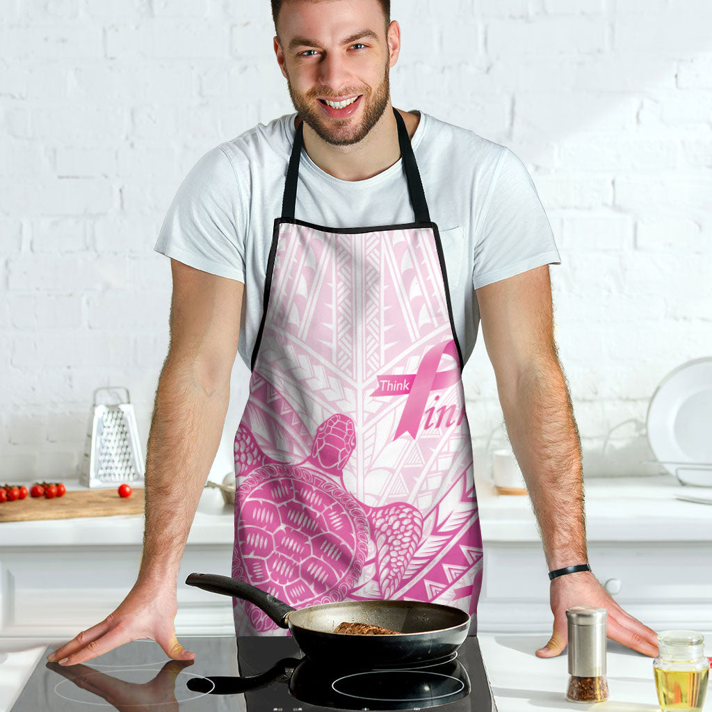 Breast Cancer Awareness Apron Pink Ribbon Turtle Polynesian Pattern White LT22 - Polynesian Pride