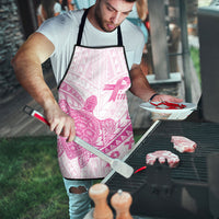 Breast Cancer Awareness Apron Pink Ribbon Turtle Polynesian Pattern White LT22 - Polynesian Pride