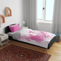 Breast Cancer Awareness Bedding Set Pink Ribbon Turtle Polynesian Pattern White LT22 - Polynesian Pride