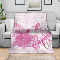 Breast Cancer Awareness Blanket Pink Ribbon Turtle Polynesian Pattern White LT22 - Polynesian Pride