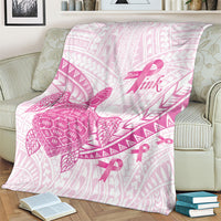 Breast Cancer Awareness Blanket Pink Ribbon Turtle Polynesian Pattern White LT22 - Polynesian Pride