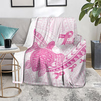 Breast Cancer Awareness Blanket Pink Ribbon Turtle Polynesian Pattern White LT22 - Polynesian Pride