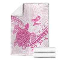 Breast Cancer Awareness Blanket Pink Ribbon Turtle Polynesian Pattern White LT22 - Polynesian Pride