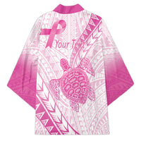 Breast Cancer Awareness Personalised Kimono Pink Ribbon Turtle Polynesian Pattern White LT22 - Polynesian Pride