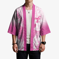 Breast Cancer Awareness Personalised Kimono Pink Ribbon Turtle Polynesian Pattern White LT22 - Polynesian Pride
