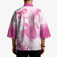 Breast Cancer Awareness Personalised Kimono Pink Ribbon Turtle Polynesian Pattern White LT22 - Polynesian Pride