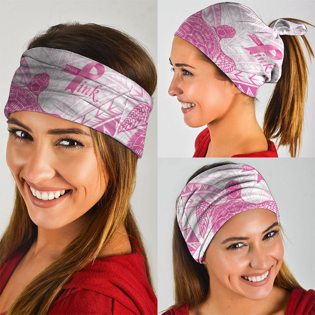 Breast Cancer Awareness Neck Gaiter Pink Ribbon Turtle Polynesian Pattern White LT22 - Polynesian Pride