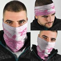 Breast Cancer Awareness Neck Gaiter Pink Ribbon Turtle Polynesian Pattern White LT22 - Polynesian Pride
