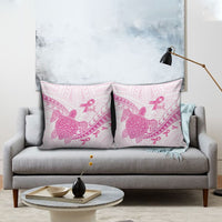 Breast Cancer Awareness Pillow Cover Pink Ribbon Turtle Polynesian Pattern White LT22 - Polynesian Pride