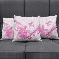 Breast Cancer Awareness Pillow Cover Pink Ribbon Turtle Polynesian Pattern White LT22 - Polynesian Pride