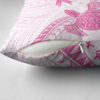 Breast Cancer Awareness Pillow Cover Pink Ribbon Turtle Polynesian Pattern White LT22 - Polynesian Pride
