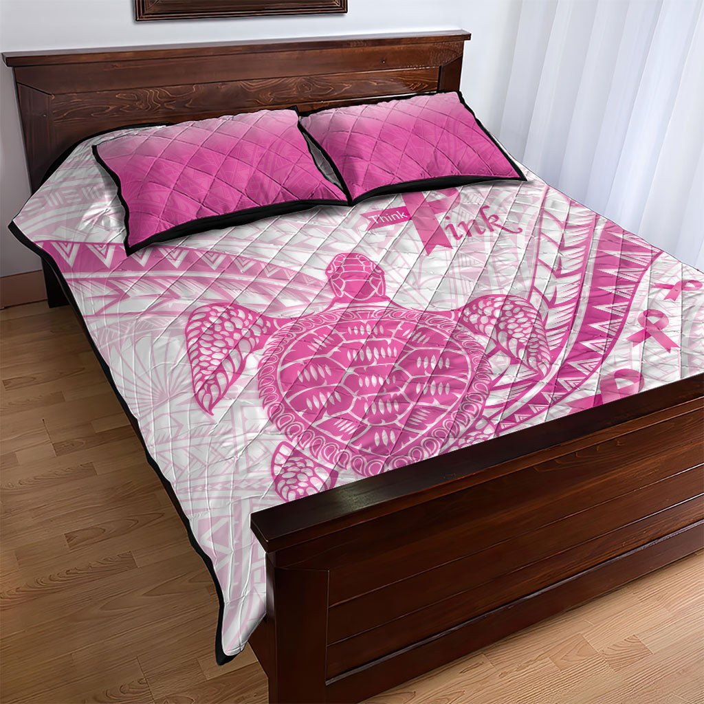 Breast Cancer Awareness Quilt Bed Set Pink Ribbon Turtle Polynesian Pattern White LT22 - Polynesian Pride