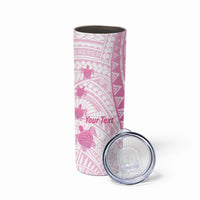 Breast Cancer Awareness Personalised Skinny Tumbler Pink Ribbon Turtle Polynesian Pattern White