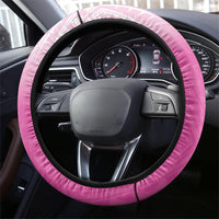 Breast Cancer Awareness Steering Wheel Cover Pink Ribbon Turtle Polynesian Pattern White