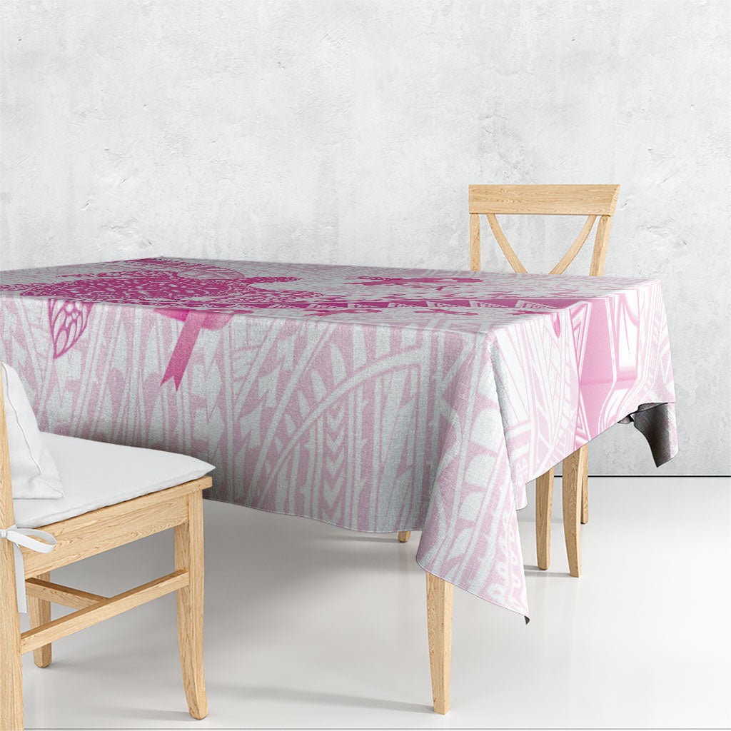 Breast Cancer Awareness Tablecloth Pink Ribbon Turtle Polynesian Pattern White LT22 - Polynesian Pride