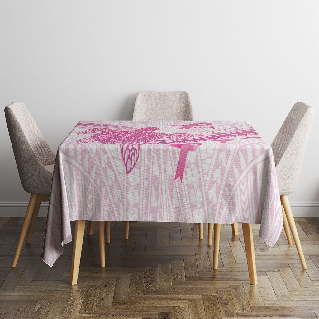Breast Cancer Awareness Tablecloth Pink Ribbon Turtle Polynesian Pattern White LT22 - Polynesian Pride