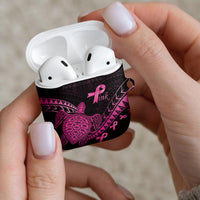 Breast Cancer Awareness AirPods Case Pink Ribbon Turtle Polynesian Pattern Black LT22 - Polynesian Pride
