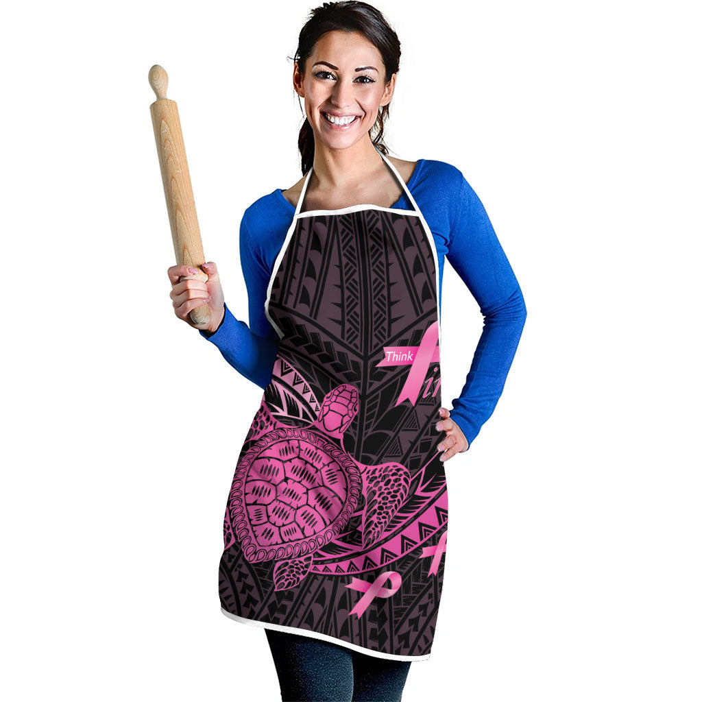 Breast Cancer Awareness Apron Pink Ribbon Turtle Polynesian Pattern Black LT22 - Polynesian Pride