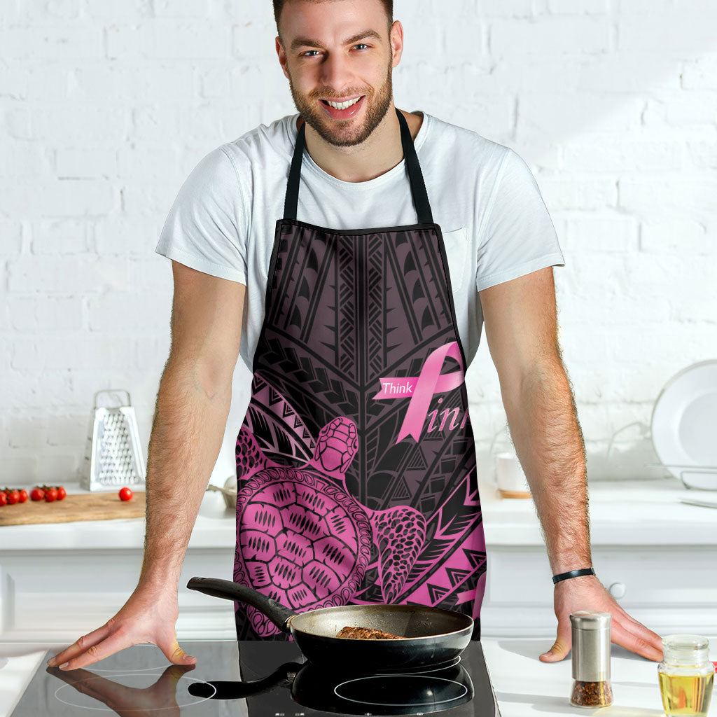 Breast Cancer Awareness Apron Pink Ribbon Turtle Polynesian Pattern Black LT22 - Polynesian Pride