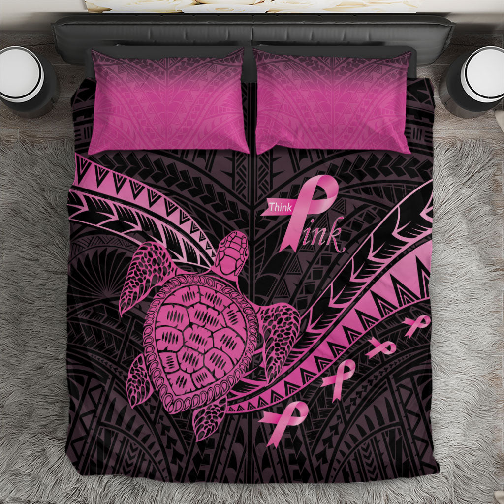 Breast Cancer Awareness Bedding Set Pink Ribbon Turtle Polynesian Pattern Black LT22 Pink - Polynesian Pride