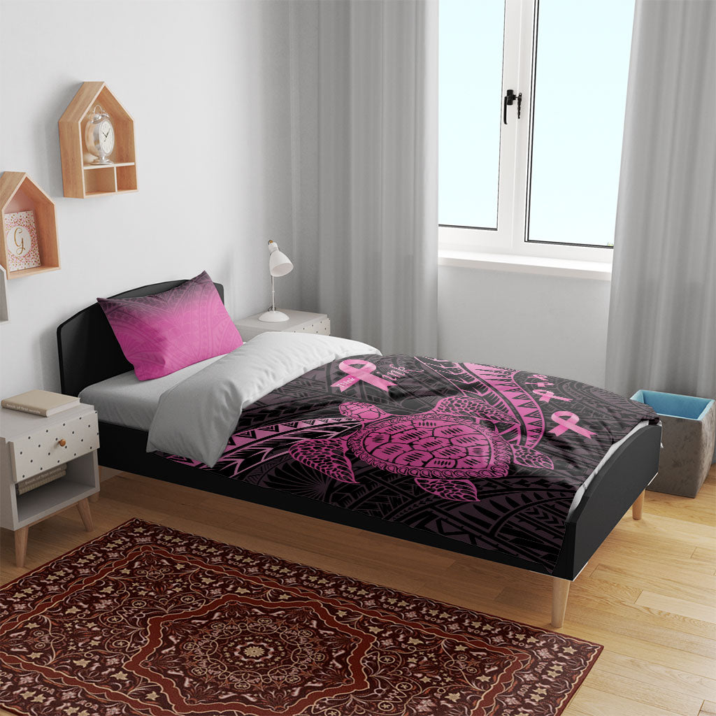 Breast Cancer Awareness Bedding Set Pink Ribbon Turtle Polynesian Pattern Black LT22 - Polynesian Pride