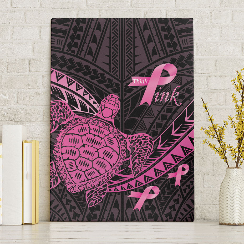 Breast Cancer Awareness Canvas Wall Art Pink Ribbon Turtle Polynesian Pattern Black LT22 Without Frame Pink - Polynesian Pride