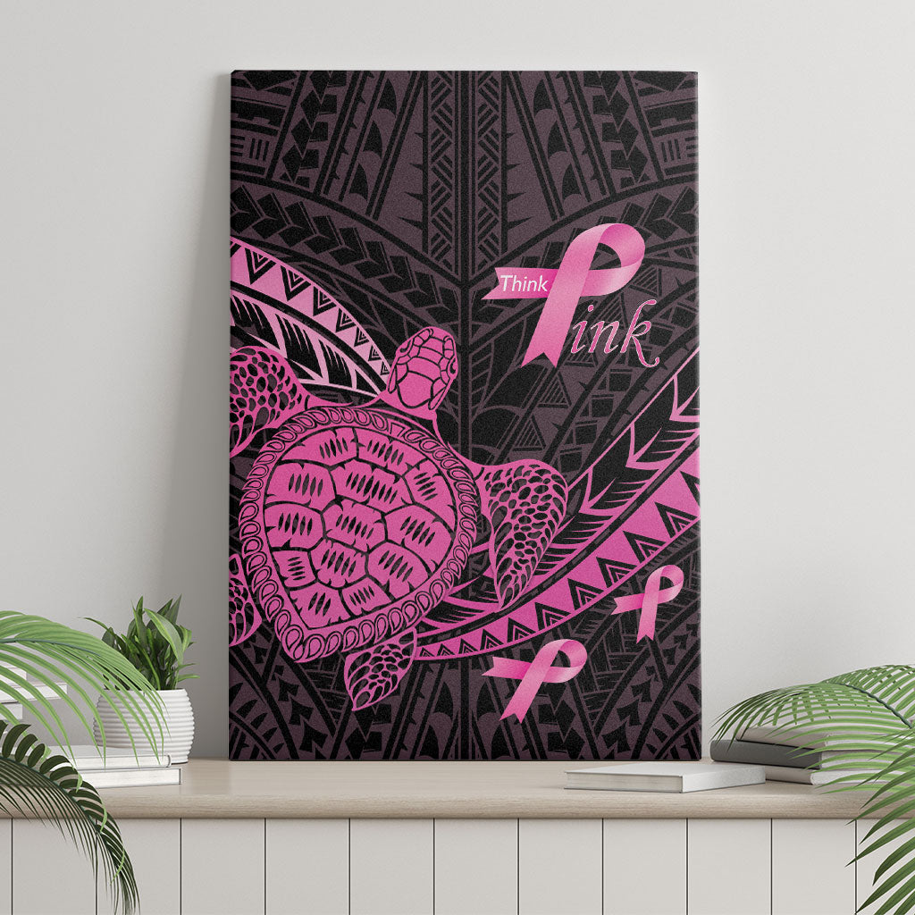 Breast Cancer Awareness Canvas Wall Art Pink Ribbon Turtle Polynesian Pattern Black LT22 - Polynesian Pride