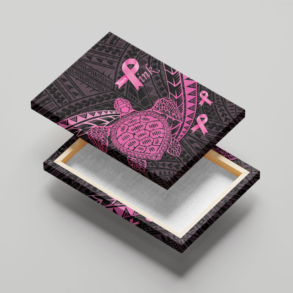 Breast Cancer Awareness Canvas Wall Art Pink Ribbon Turtle Polynesian Pattern Black LT22 - Polynesian Pride