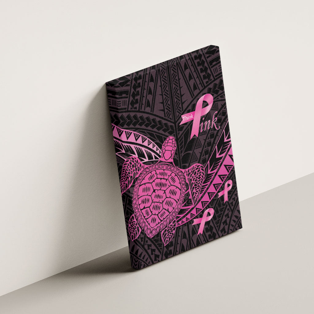 Breast Cancer Awareness Canvas Wall Art Pink Ribbon Turtle Polynesian Pattern Black LT22 - Polynesian Pride