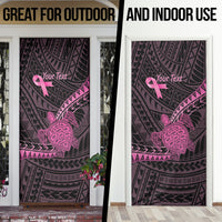 Breast Cancer Awareness Personalised Door Cover Pink Ribbon Turtle Polynesian Pattern Black