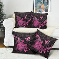 Breast Cancer Awareness Pillow Cover Pink Ribbon Turtle Polynesian Pattern Black