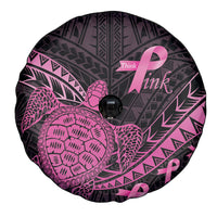 Breast Cancer Awareness Spare Tire Cover Pink Ribbon Turtle Polynesian Pattern Black