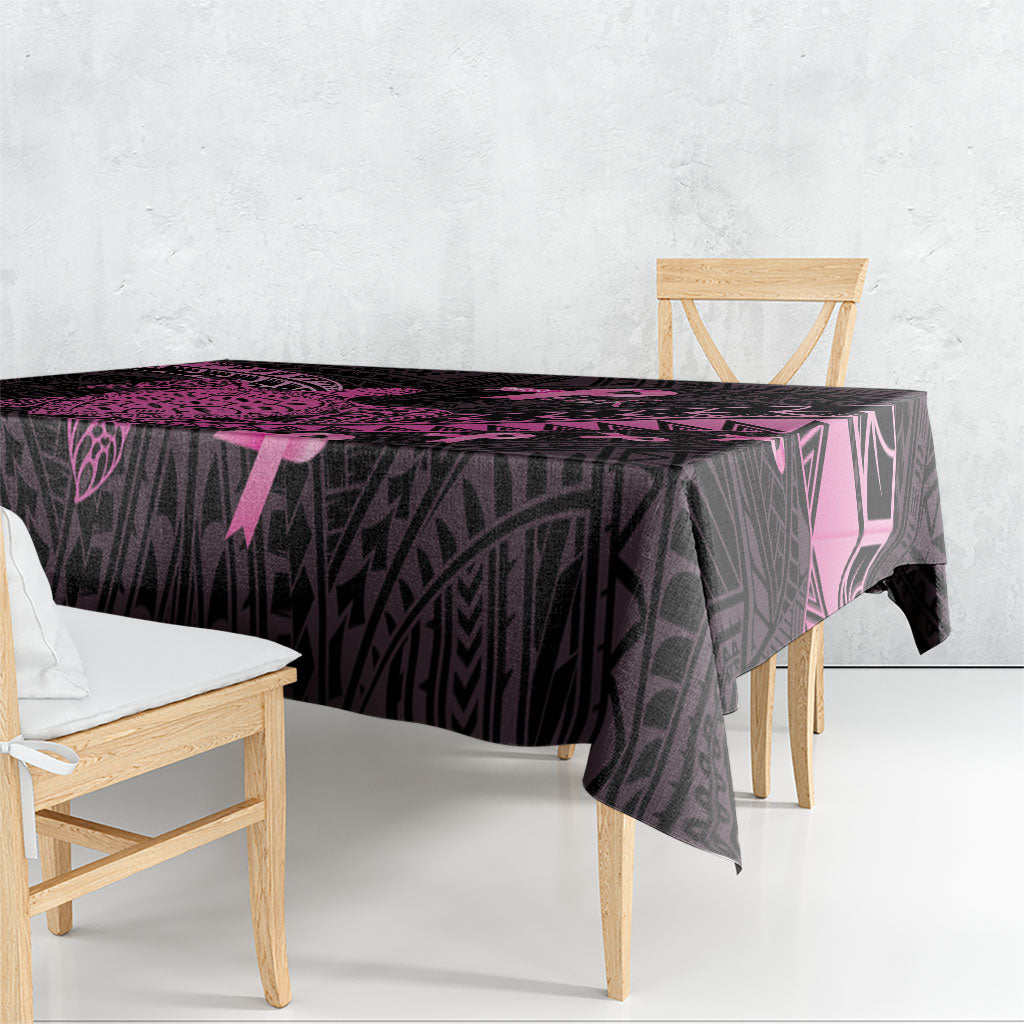 Breast Cancer Awareness Tablecloth Pink Ribbon Turtle Polynesian Pattern Black LT22 - Polynesian Pride