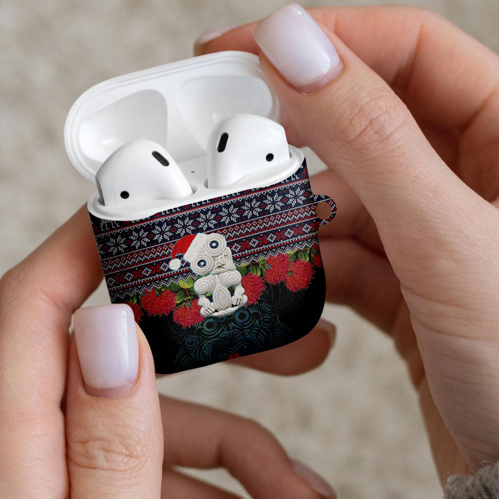 New Zealand Hei Tiki Christmas In July AirPods Case Pohutukawa Santa Xmas Polynesian Pattern