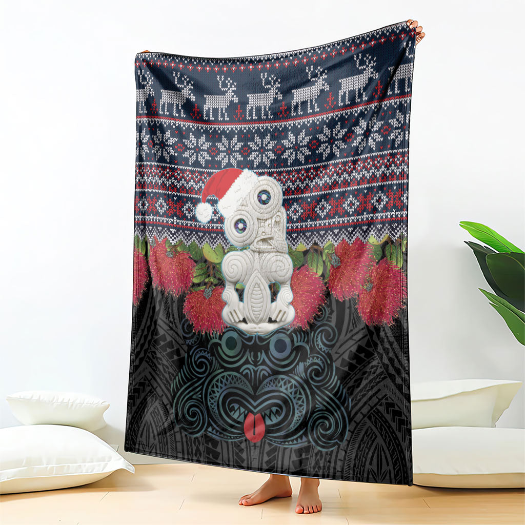 New Zealand Hei Tiki Christmas In July Blanket Pohutukawa Santa Xmas Polynesian Pattern