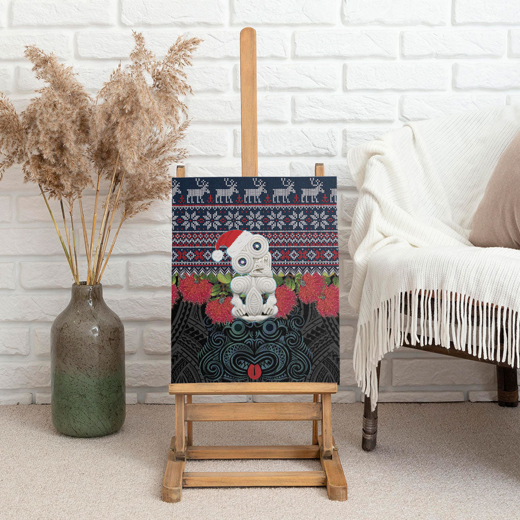 New Zealand Hei Tiki Christmas In July Canvas Wall Art Pohutukawa Santa Xmas Polynesian Pattern