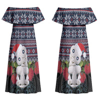 New Zealand Hei Tiki Christmas In July Couples Matching Off Shoulder Maxi Dress and Long Sleeve Button Shirt Pohutukawa Santa Xmas Polynesian Pattern LT22 - Polynesian Pride