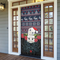 New Zealand Hei Tiki Christmas In July Door Cover Pohutukawa Santa Xmas Polynesian Pattern