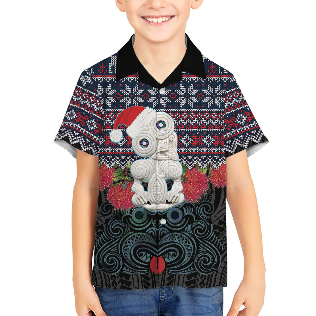 New Zealand Hei Tiki Christmas In July Family Matching Puletasi and Hawaiian Shirt Pohutukawa Santa Xmas Polynesian Pattern