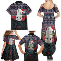New Zealand Hei Tiki Christmas In July Family Matching Summer Maxi Dress and Hawaiian Shirt Pohutukawa Santa Xmas Polynesian Pattern